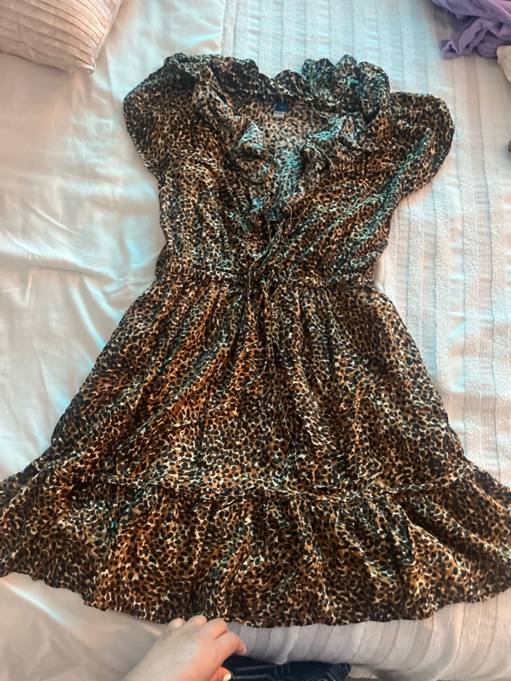 Old Navy Girls Leopard Print Ruffle Dress - Brown/Black